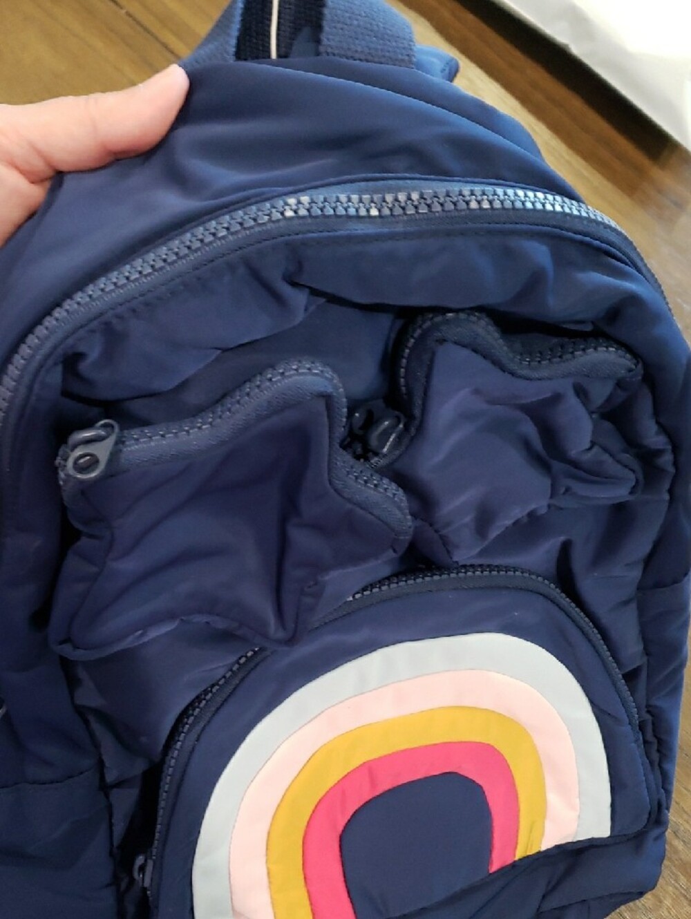 Zara Kids Navy Backpack with Rainbow Appliqué - Picture 3 of 4